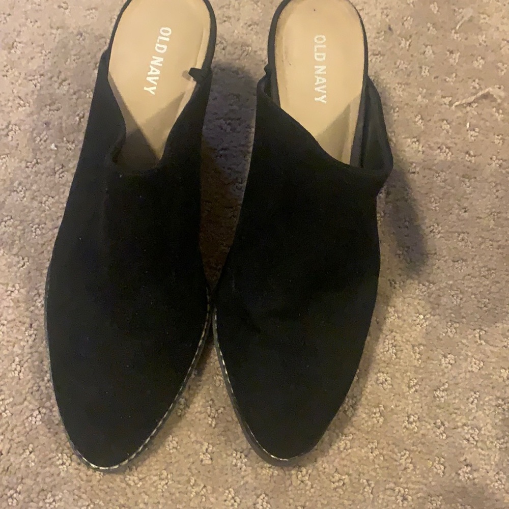 mule heels, Size8, black suede